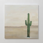 Saguaro & Silence – neutral-toned desert canvas wall art print by Aspire Prints