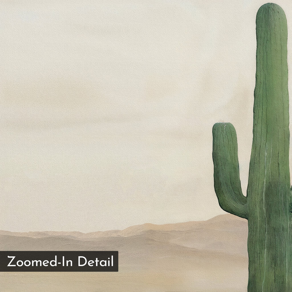 Saguaro & Silence – neutral-toned desert canvas wall art print by Aspire Prints