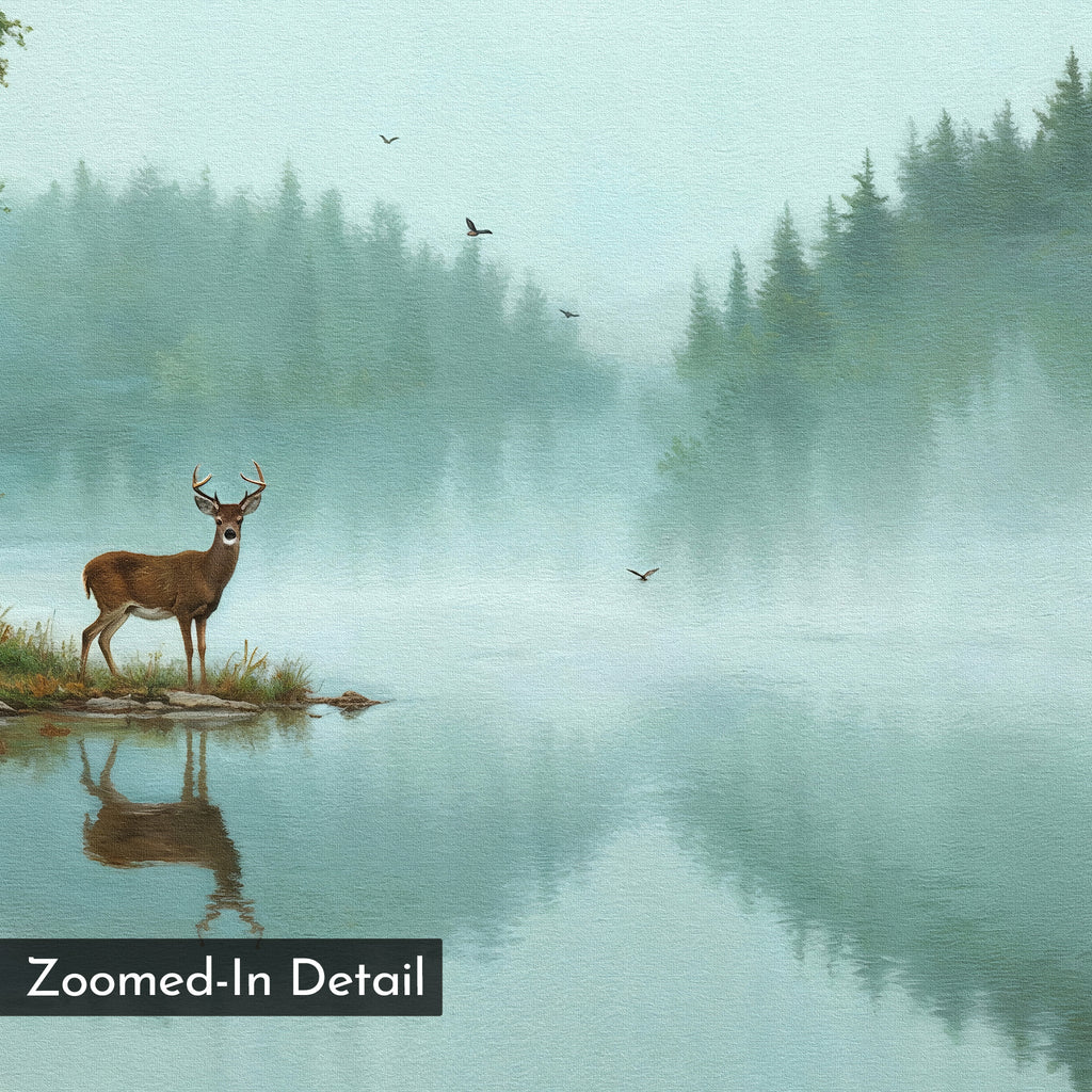 Where the Stag Drinks Quiet – neutral-toned vintage canvas wall art print by Aspire Prints