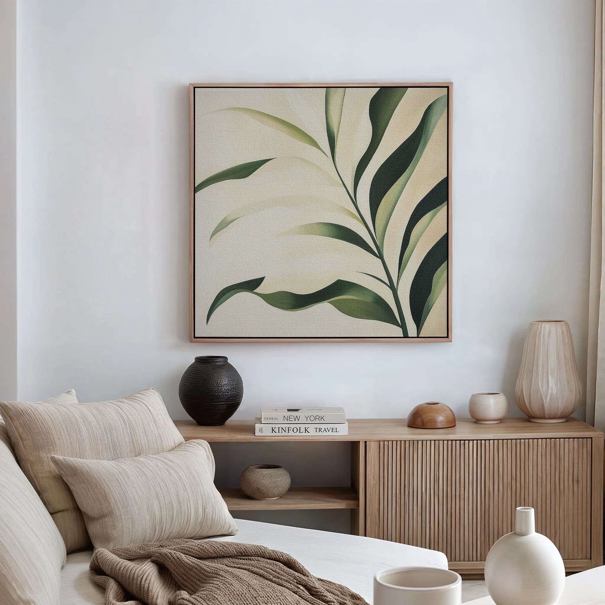 Whispering Verdure – green botanical canvas wall art print by Aspire Prints