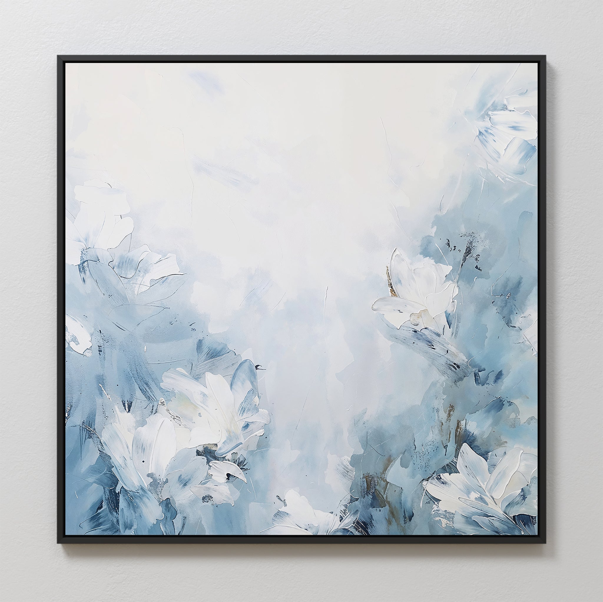 Whispers of Spring – blue botanical canvas wall art print by Aspire Prints