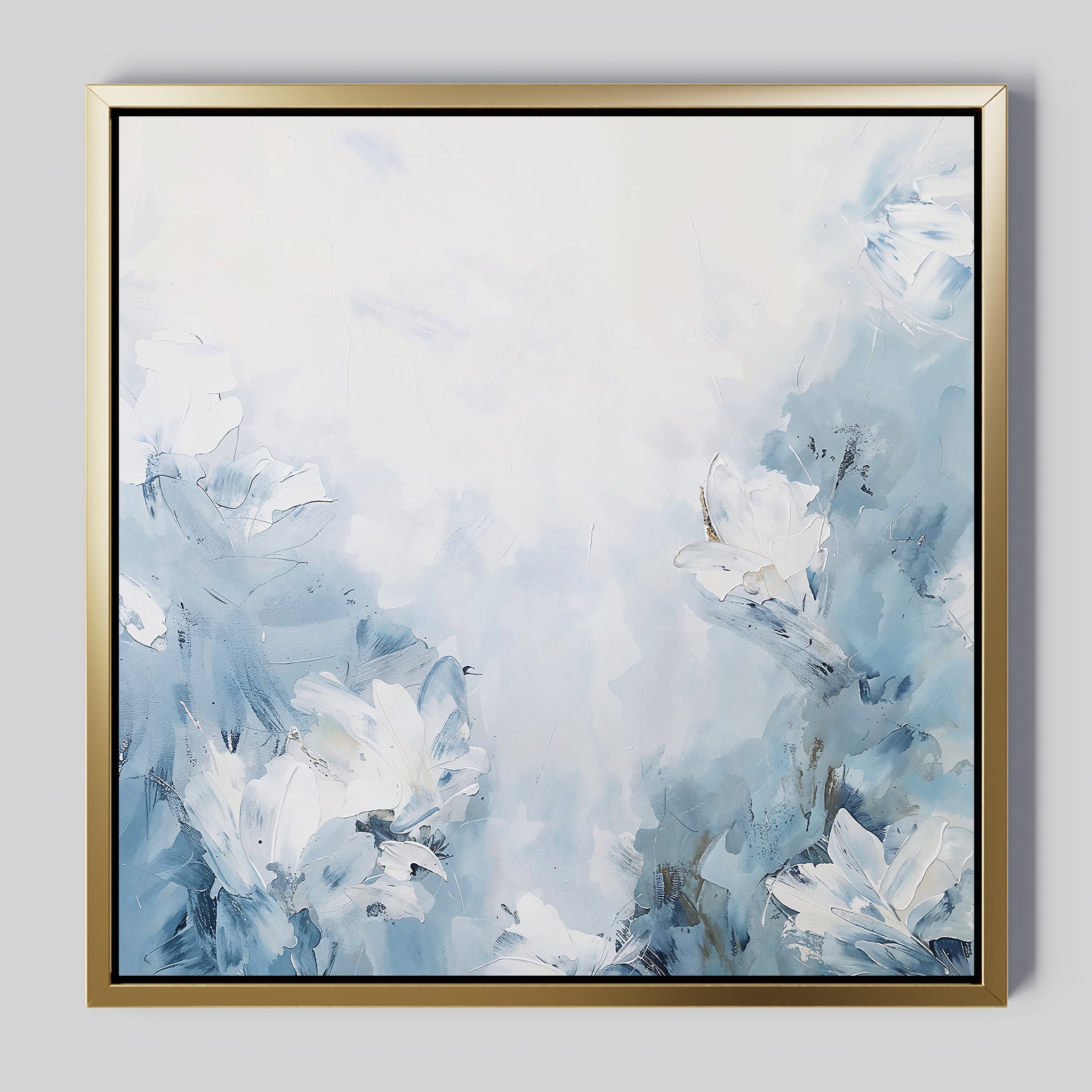 Whispers of Spring – blue botanical canvas wall art print by Aspire Prints