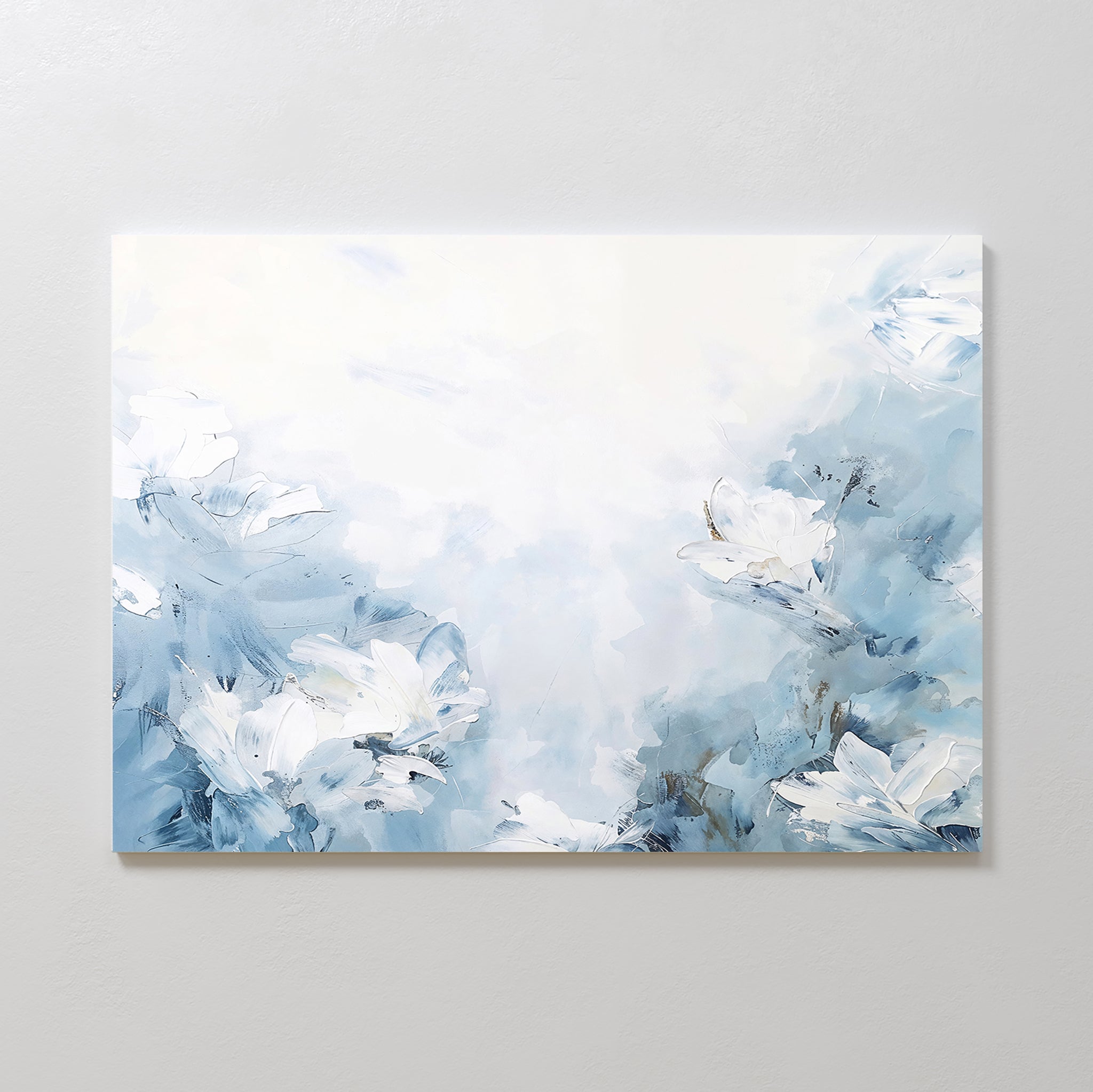 Whisper of Spring – blue botanical canvas wall art print by Aspire Prints