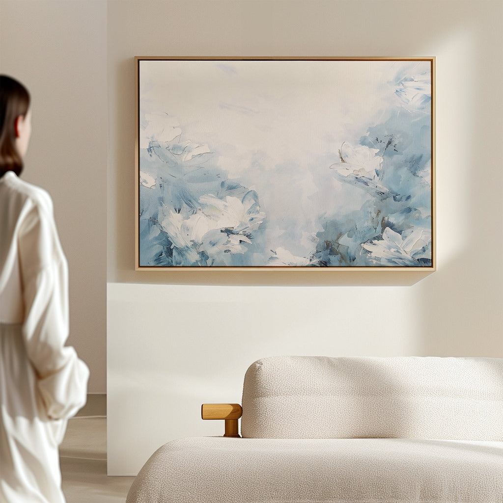 Whisper of Spring – blue botanical canvas wall art print by Aspire Prints