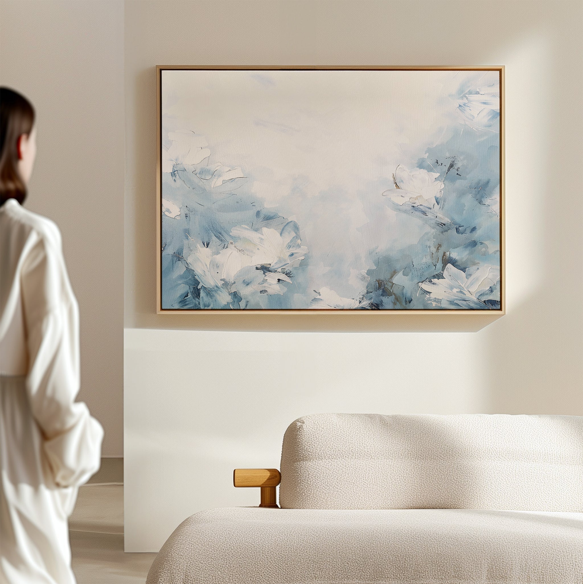 Whisper of Spring – blue botanical canvas wall art print by Aspire Prints