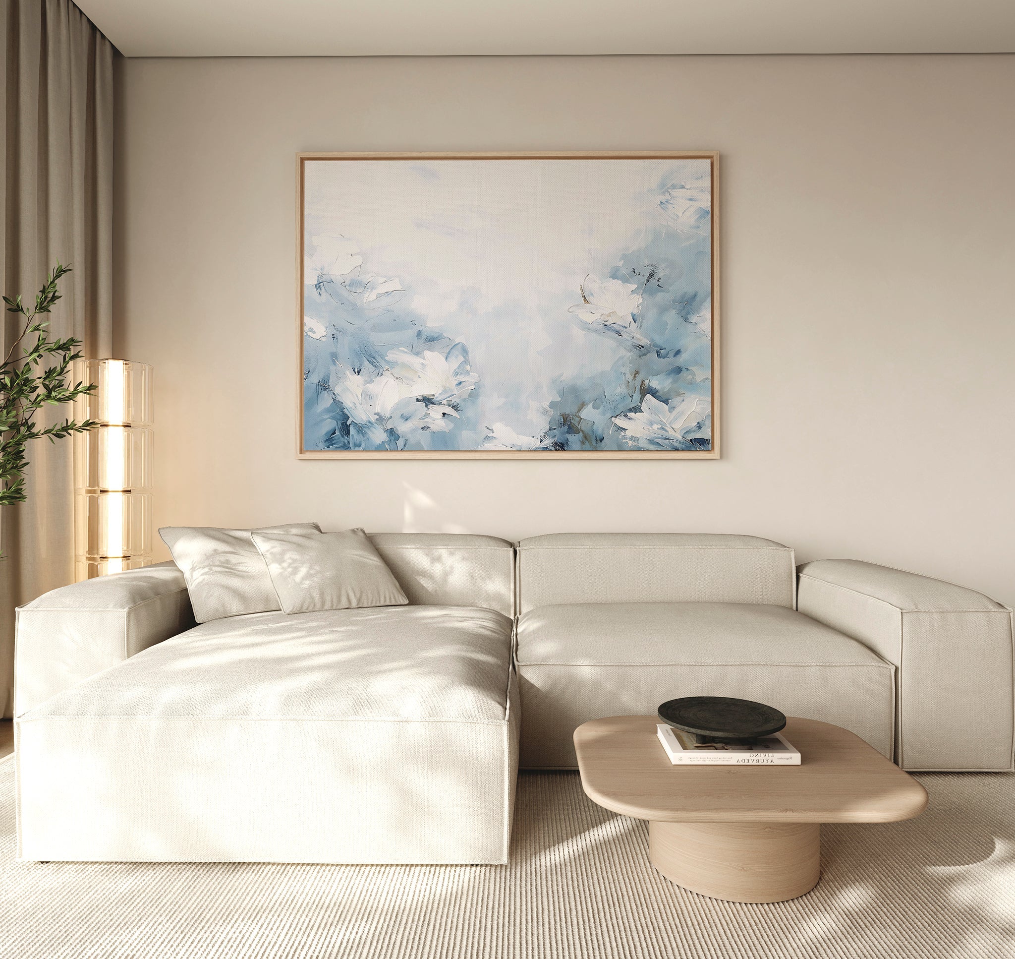 Whisper of Spring – blue botanical canvas wall art print by Aspire Prints