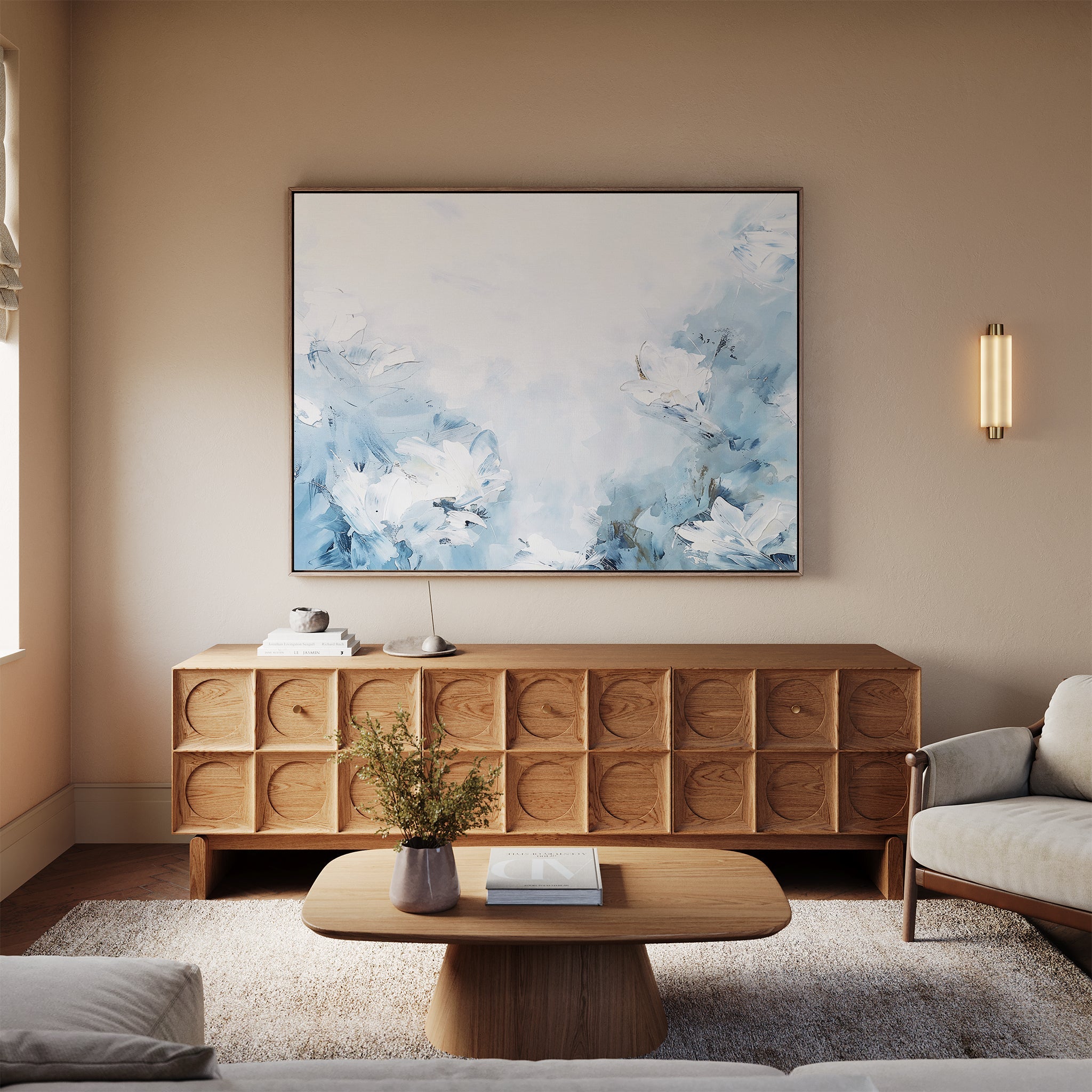 Whisper of Spring – blue botanical canvas wall art print by Aspire Prints