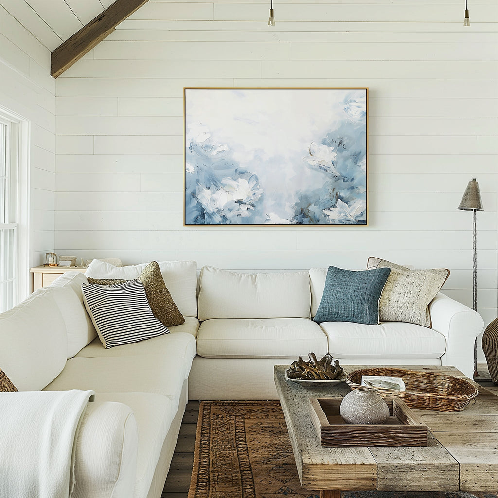 Whisper of Spring – blue botanical canvas wall art print by Aspire Prints