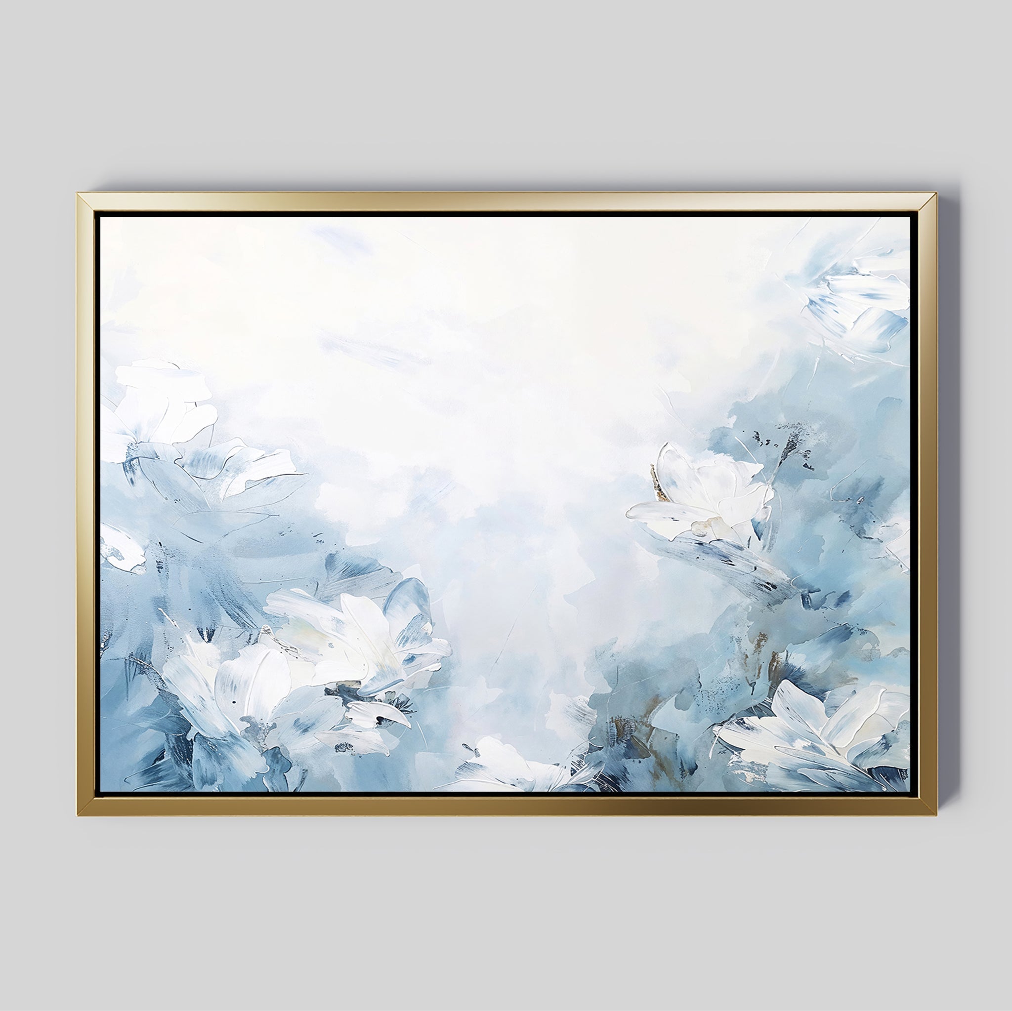 Whisper of Spring – blue botanical canvas wall art print by Aspire Prints