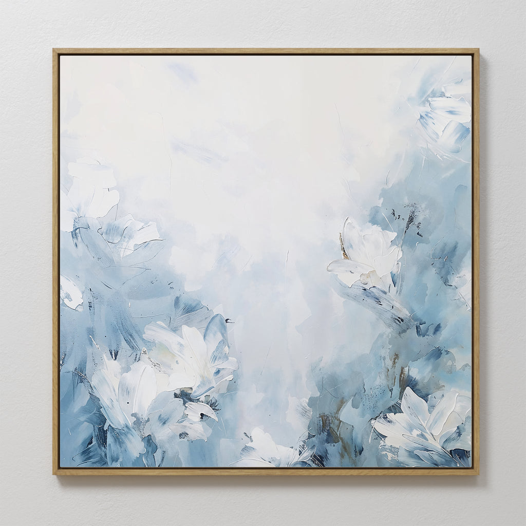 Whispers of Spring – blue botanical canvas wall art print by Aspire Prints