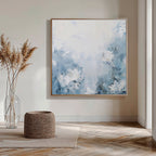 Whispers of Spring – blue botanical canvas wall art print by Aspire Prints