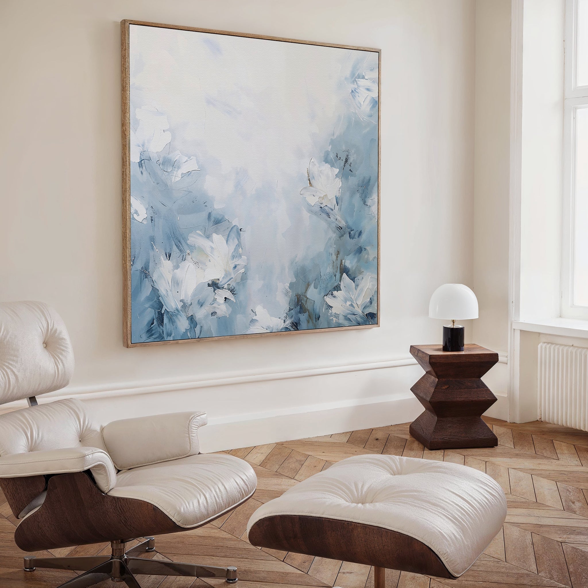 Whispers of Spring – blue botanical canvas wall art print by Aspire Prints
