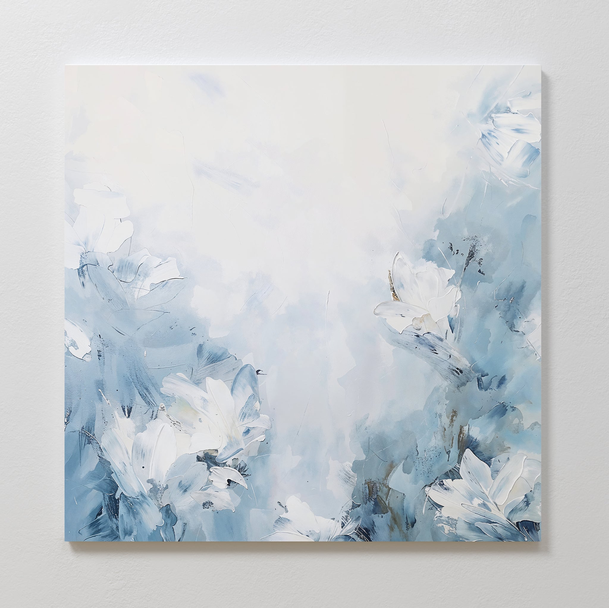 Whispers of Spring – blue botanical canvas wall art print by Aspire Prints