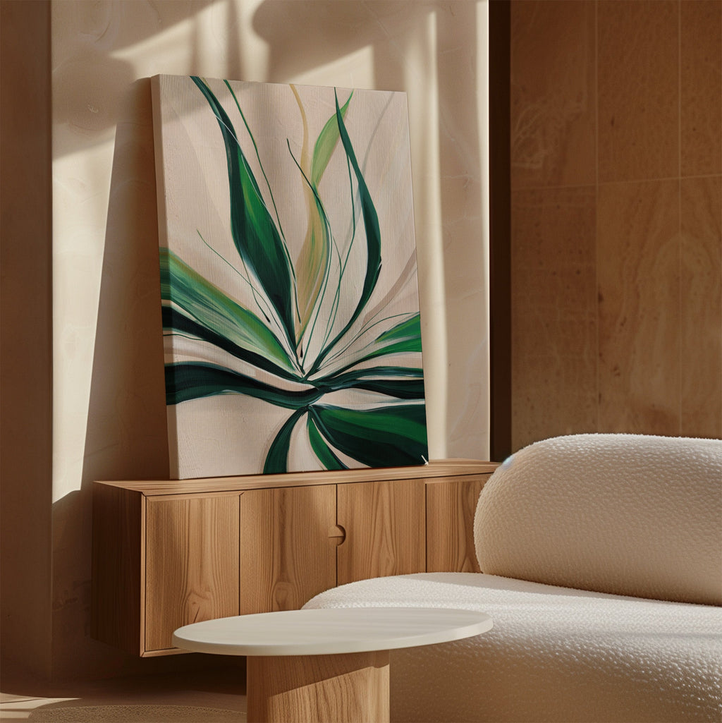Verdant Whisper – green botanical canvas wall art print by Aspire Prints