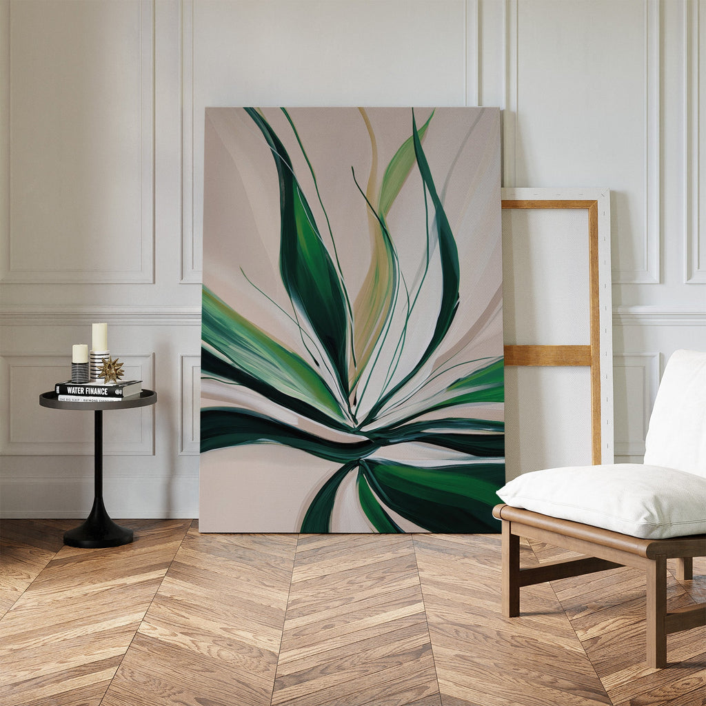 Verdant Whisper – green botanical canvas wall art print by Aspire Prints