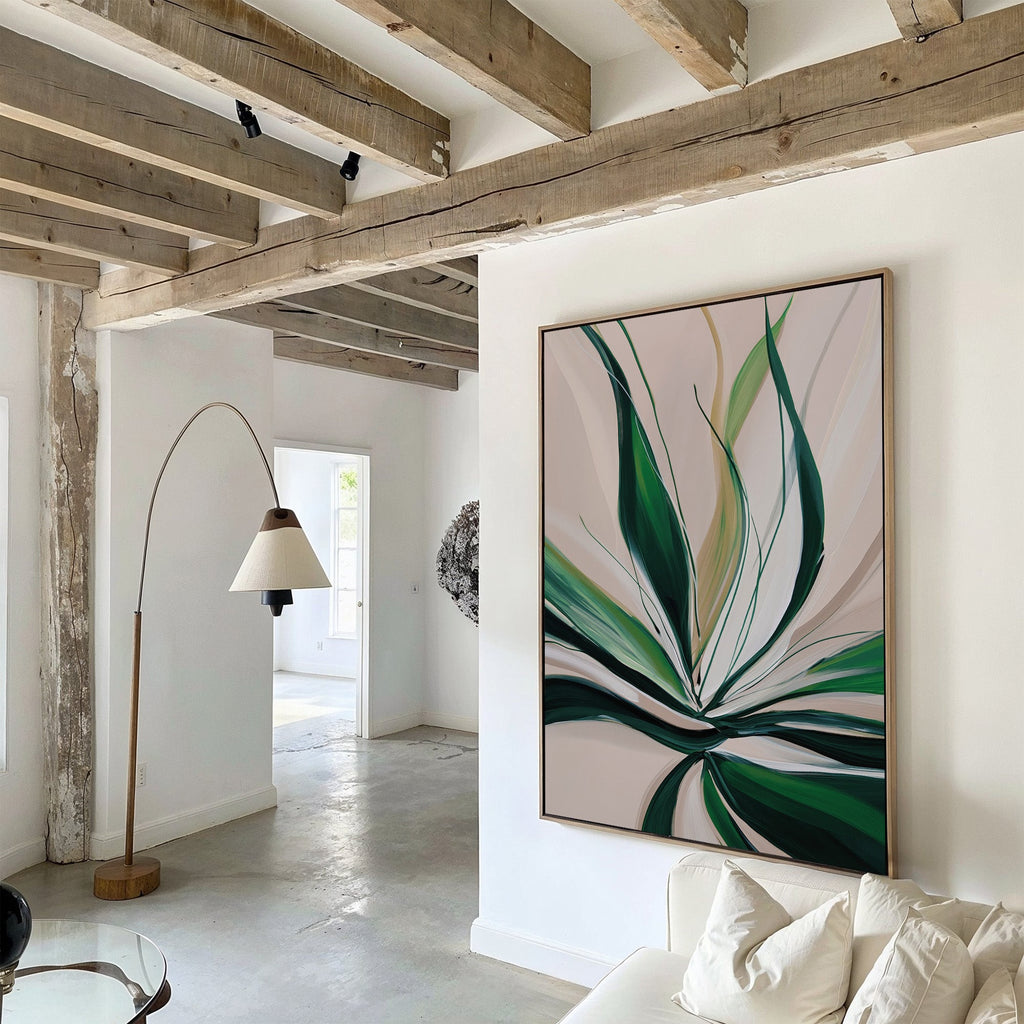 Verdant Whisper – green botanical canvas wall art print by Aspire Prints