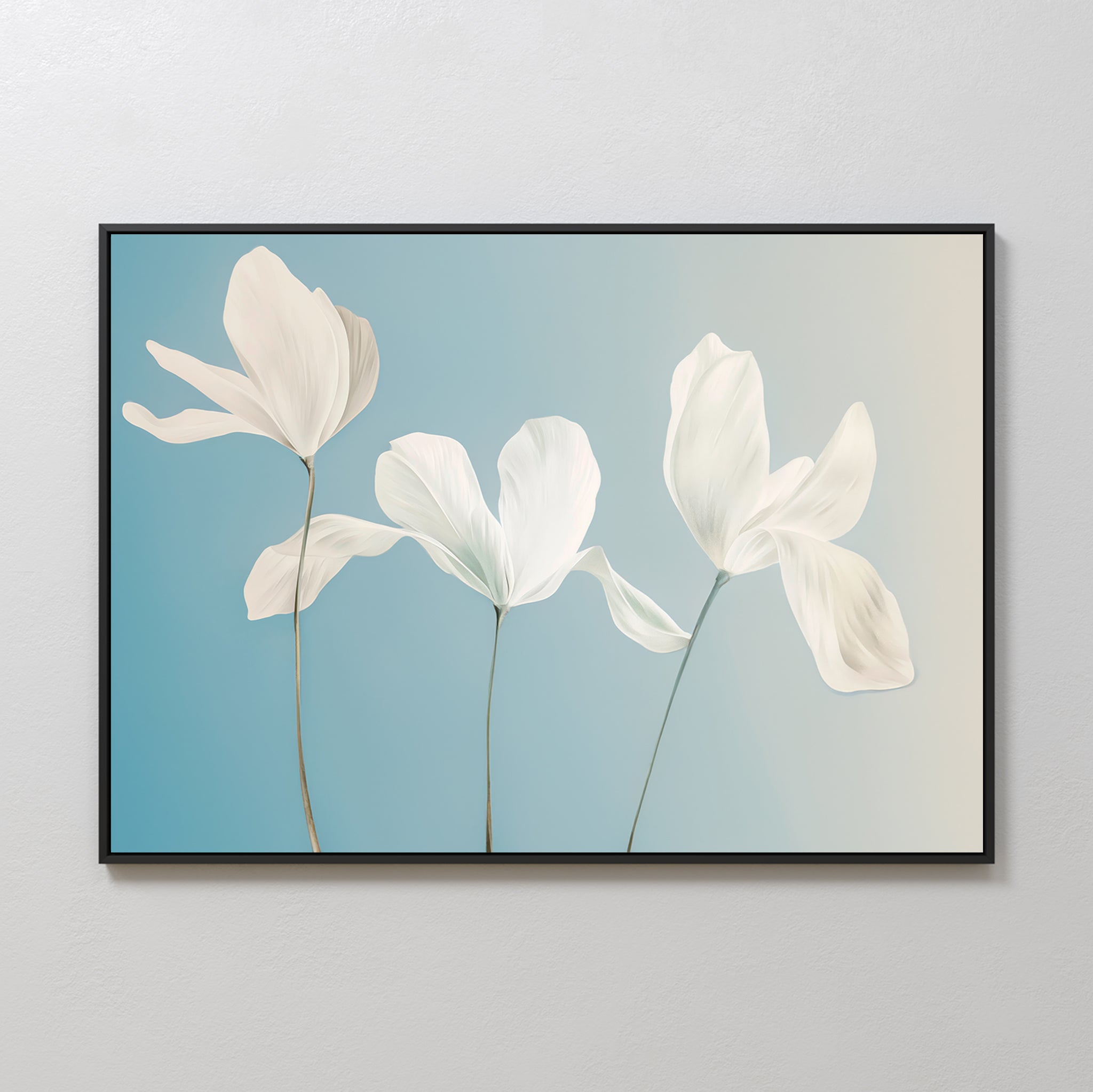 Whispers of Bloom in Twilight – blue botanical canvas wall art print by Aspire Prints