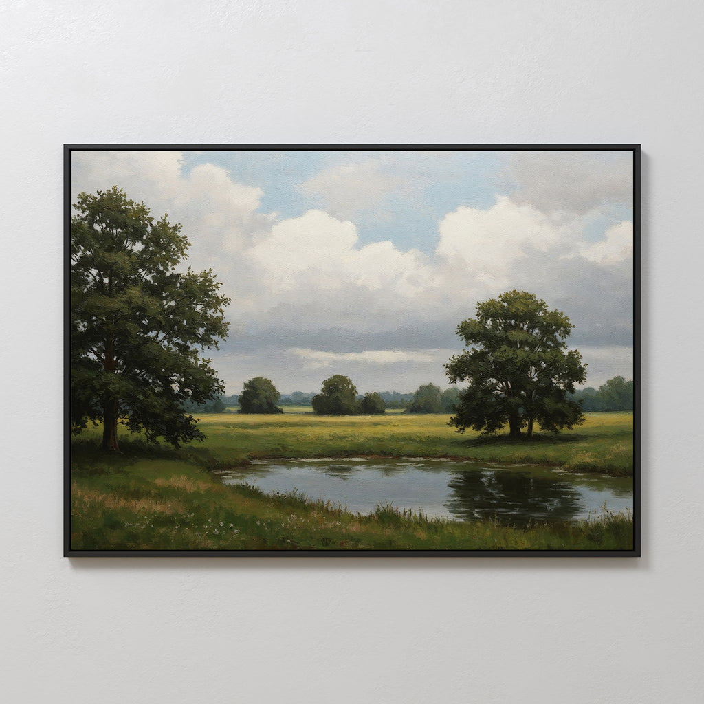 Whispering Pines at Twilight – neutral-toned vintage canvas wall art print by Aspire Prints