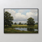 Whispering Pines at Twilight – neutral-toned vintage canvas wall art print by Aspire Prints