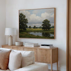 Whispering Pines at Twilight – neutral-toned vintage canvas wall art print by Aspire Prints