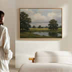 Whispering Pines at Twilight – neutral-toned vintage canvas wall art print by Aspire Prints