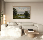 Whispering Pines at Twilight – neutral-toned vintage canvas wall art print by Aspire Prints