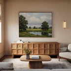 Whispering Pines at Twilight – neutral-toned vintage canvas wall art print by Aspire Prints