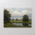 Whispering Pines at Twilight – neutral-toned vintage canvas wall art print by Aspire Prints