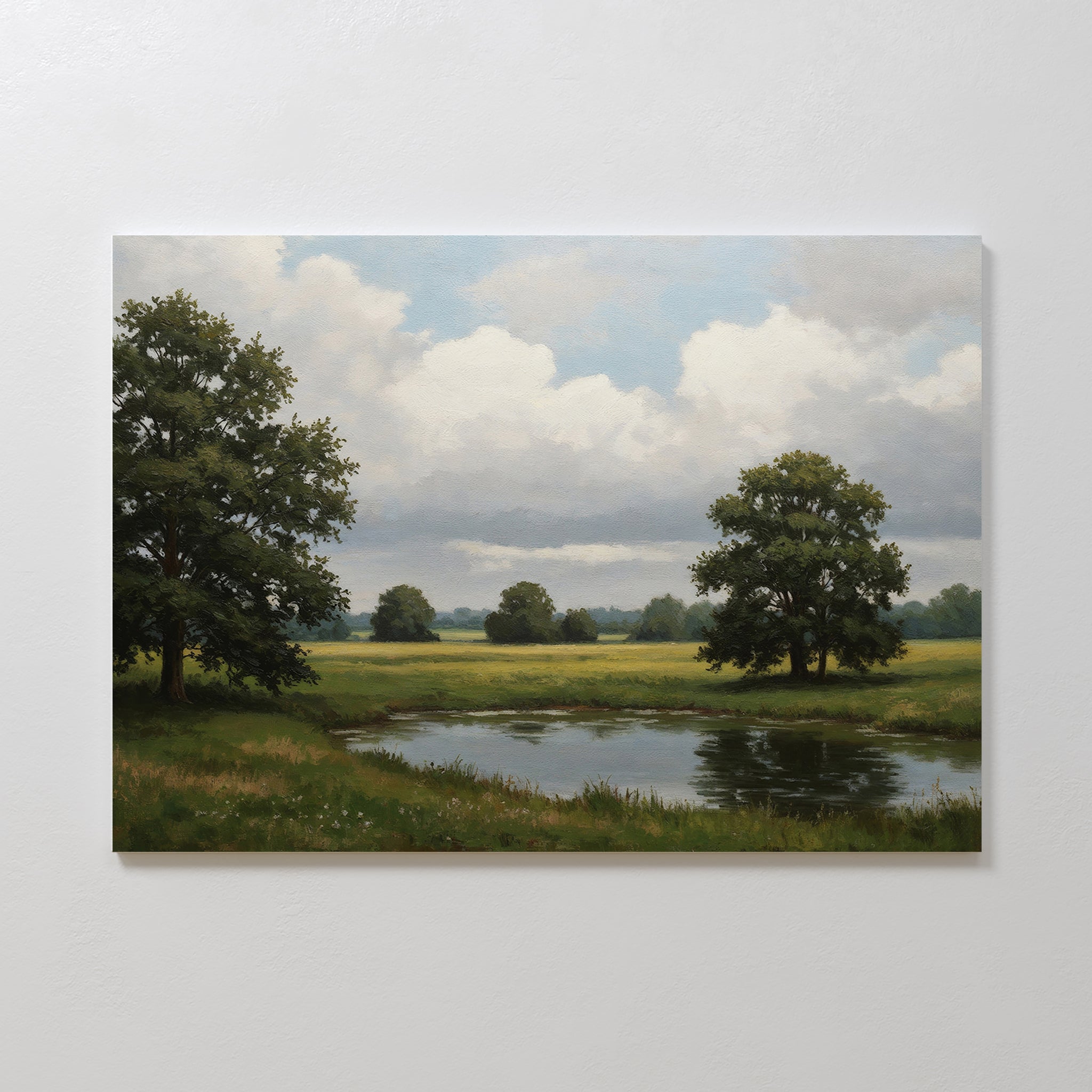 Whispering Pines at Twilight – neutral-toned vintage canvas wall art print by Aspire Prints
