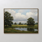 Whispering Pines at Twilight – neutral-toned vintage canvas wall art print by Aspire Prints
