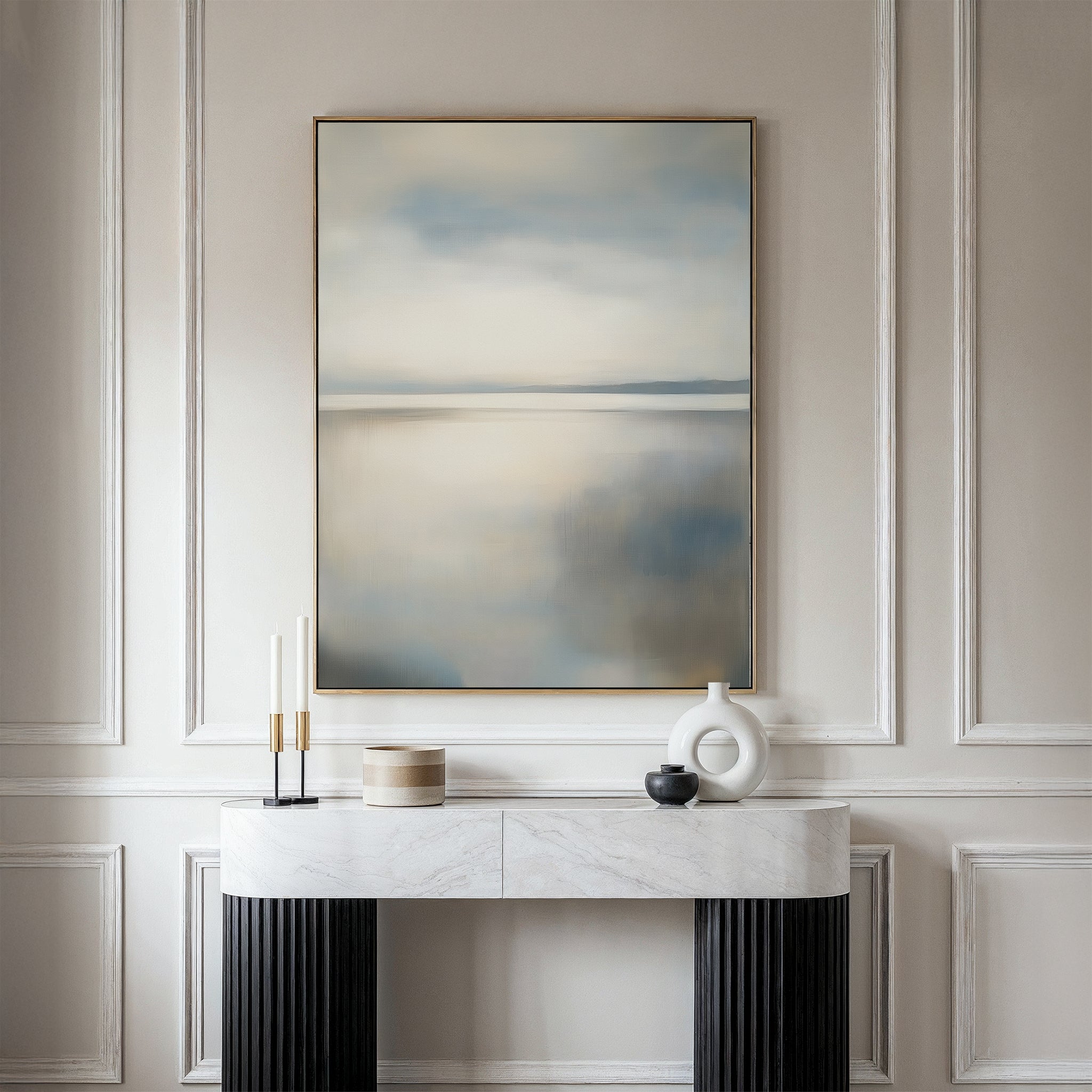 Whispering Tide at Dawn – neutral-toned coastal canvas wall art print by Aspire Prints