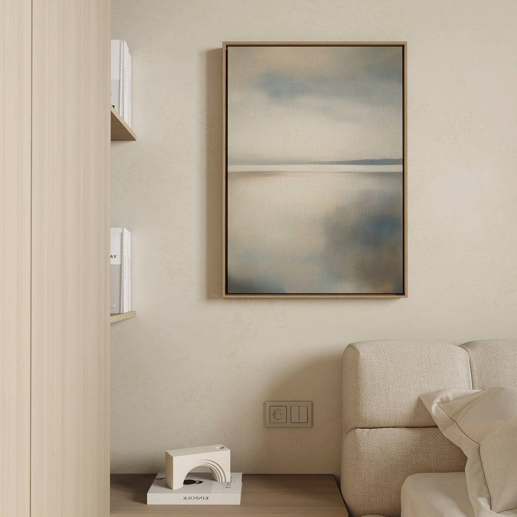 Whispering Tide at Dawn – neutral-toned coastal canvas wall art print by Aspire Prints