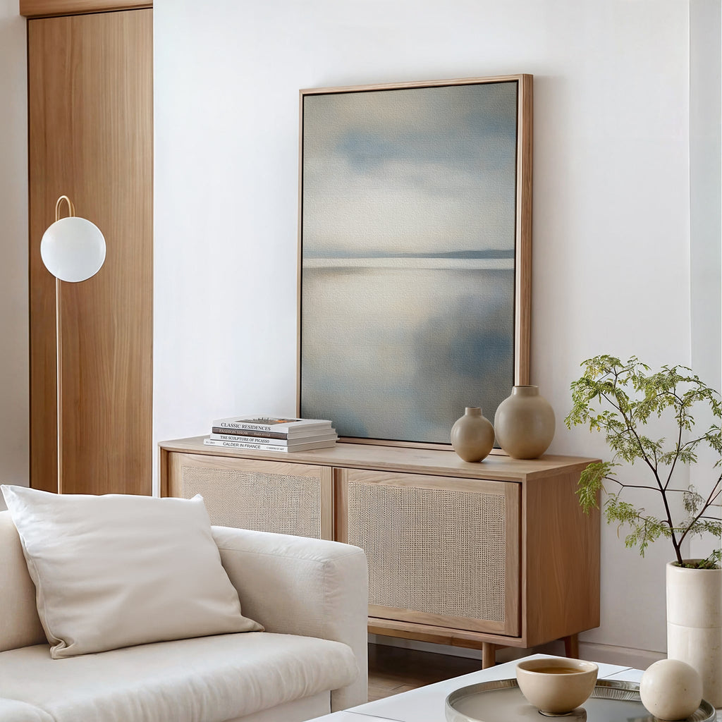 Whispering Tide at Dawn – neutral-toned coastal canvas wall art print by Aspire Prints