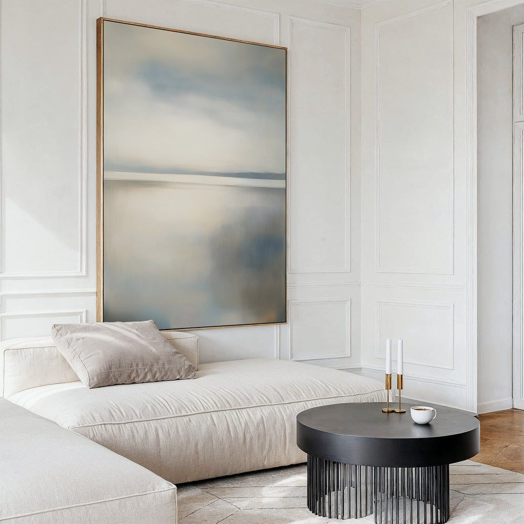 Whispering Tide at Dawn – neutral-toned coastal canvas wall art print by Aspire Prints