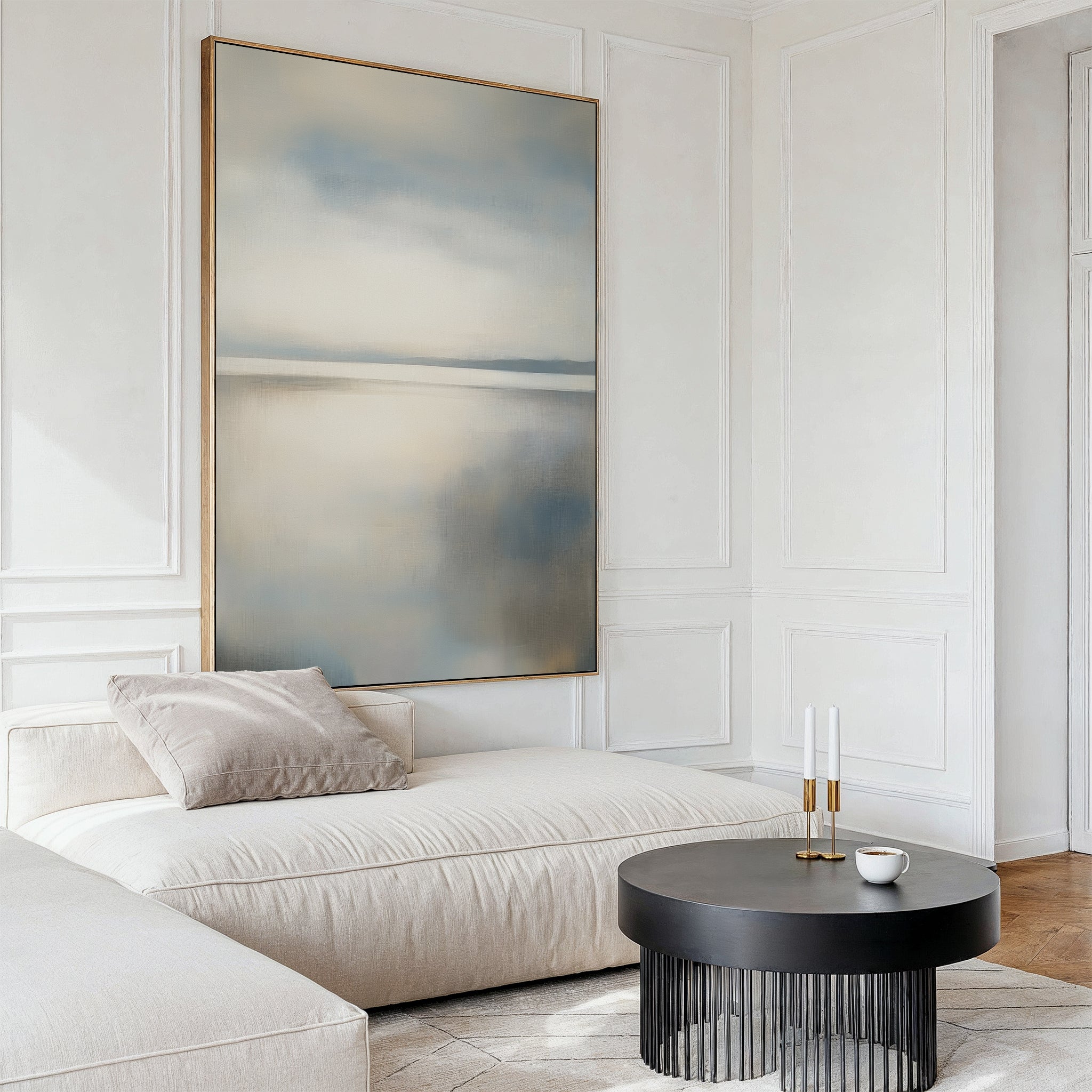 Whispering Tide at Dawn – neutral-toned coastal canvas wall art print by Aspire Prints