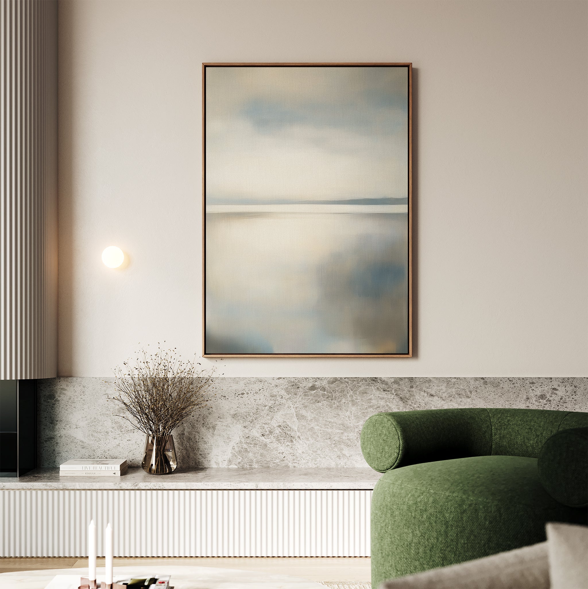 Whispering Tide at Dawn – neutral-toned coastal canvas wall art print by Aspire Prints