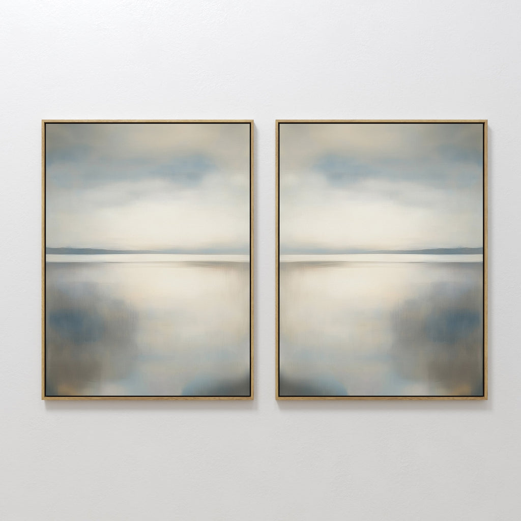 Whispering Tides Diptych – Set of 2 Canvas Prints set of 2 – neutral-toned coastal canvas wall art by Aspire Prints