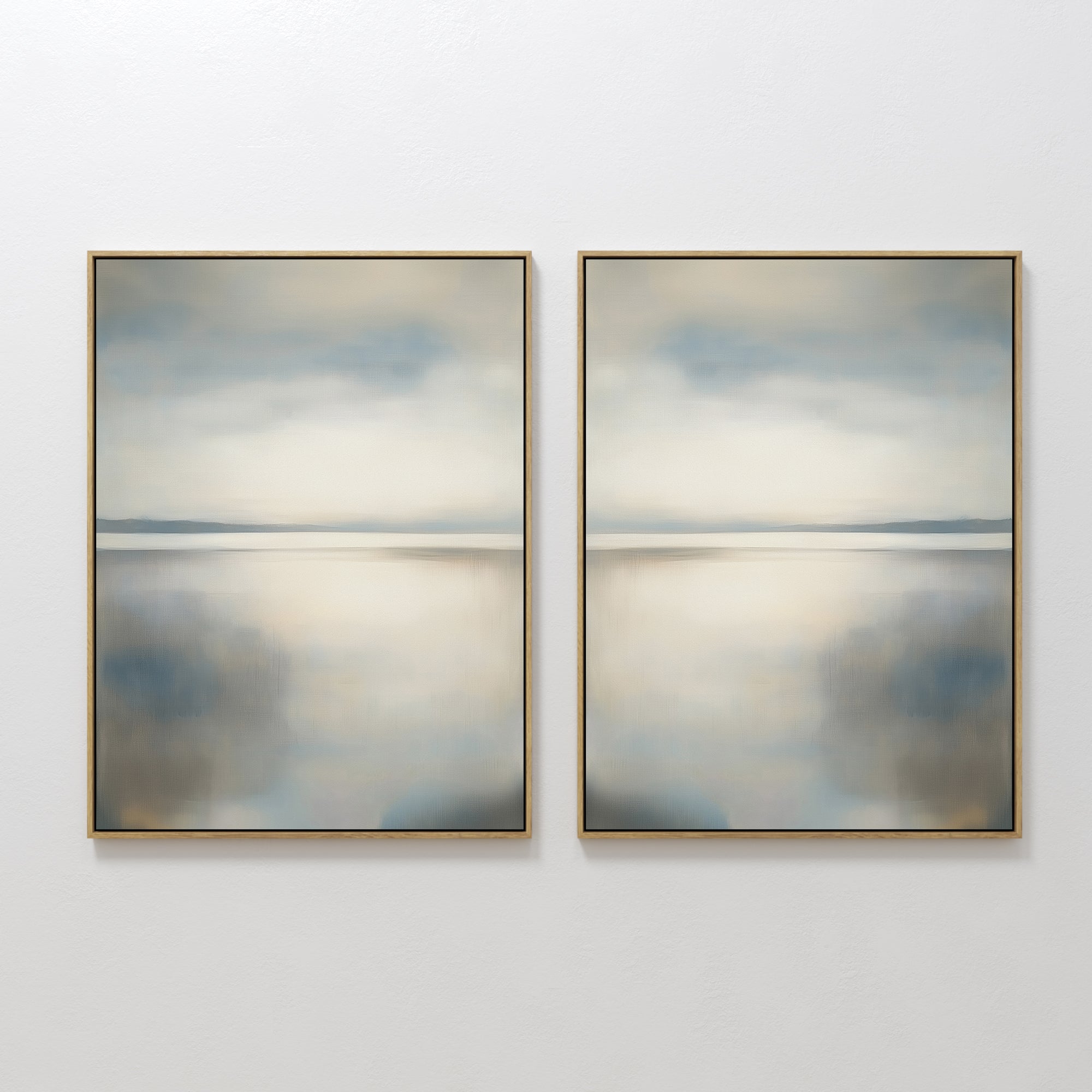 Whispering Tides Diptych – Set of 2 Canvas Prints set of 2 – neutral-toned coastal canvas wall art by Aspire Prints