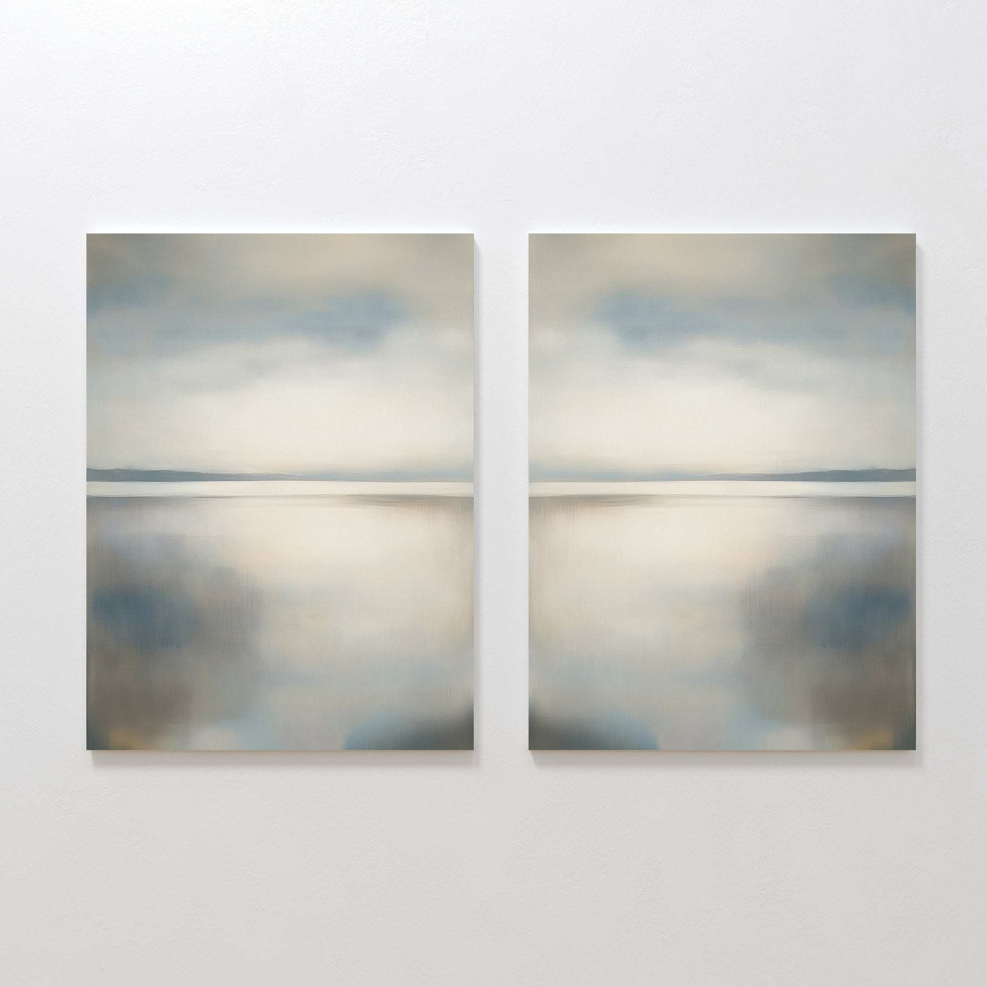 Whispering Tides Diptych – Set of 2 Canvas Prints set of 2 – neutral-toned coastal canvas wall art by Aspire Prints