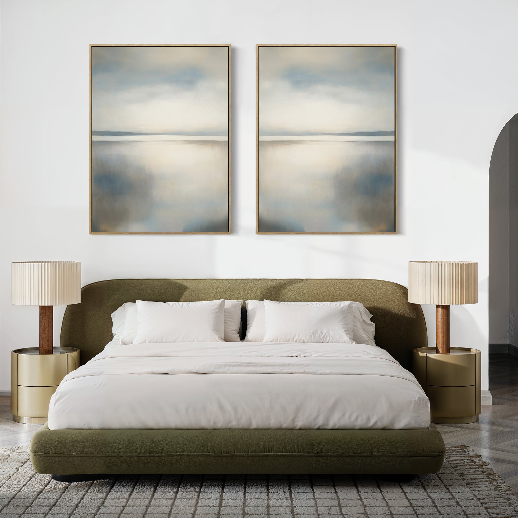 Whispering Tides Diptych – Set of 2 Canvas Prints set of 2 – neutral-toned coastal canvas wall art by Aspire Prints