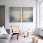 Whispering Tides Diptych – Set of 2 Canvas Prints set of 2 – neutral-toned coastal canvas wall art by Aspire Prints