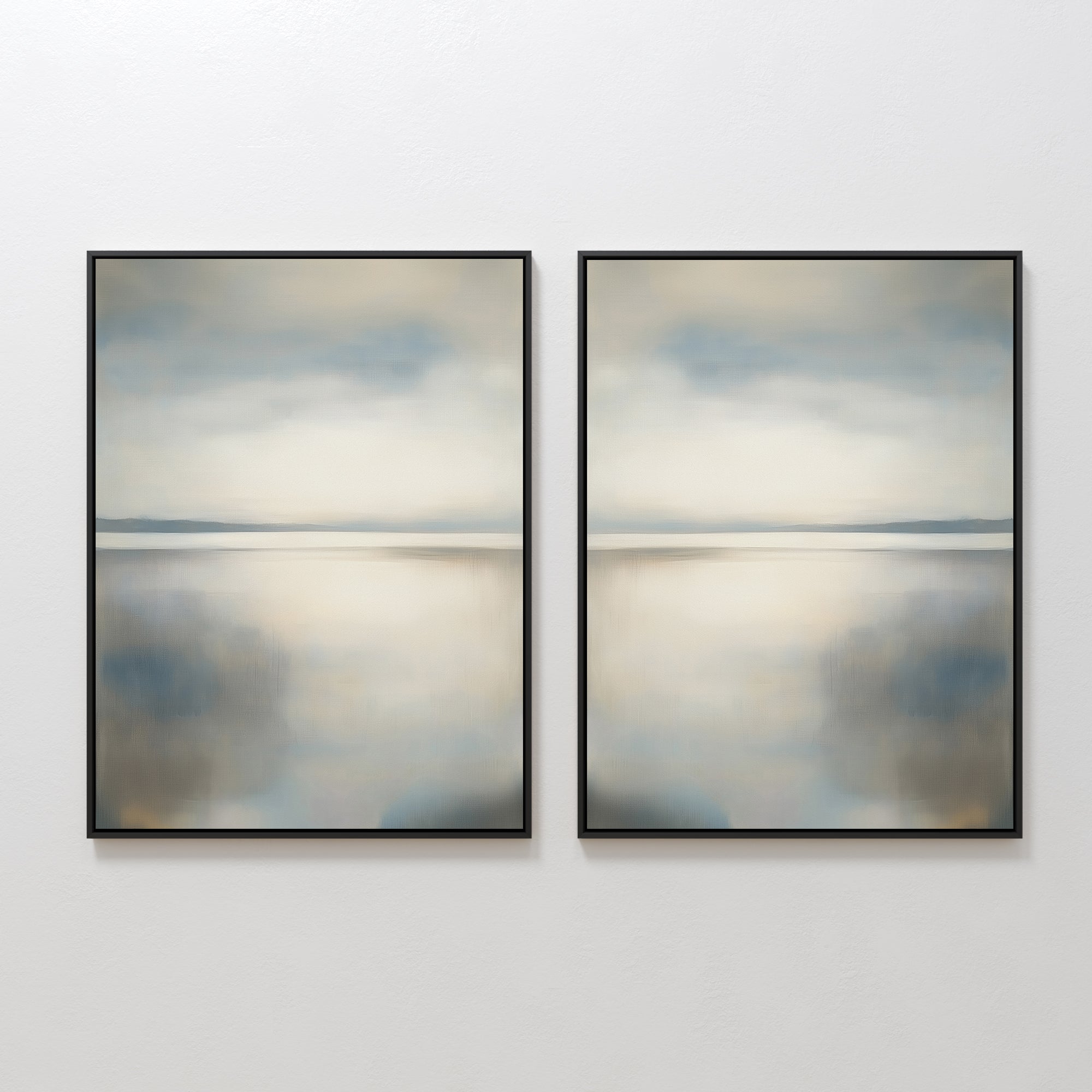 Whispering Tides Diptych – Set of 2 Canvas Prints set of 2 – neutral-toned coastal canvas wall art by Aspire Prints
