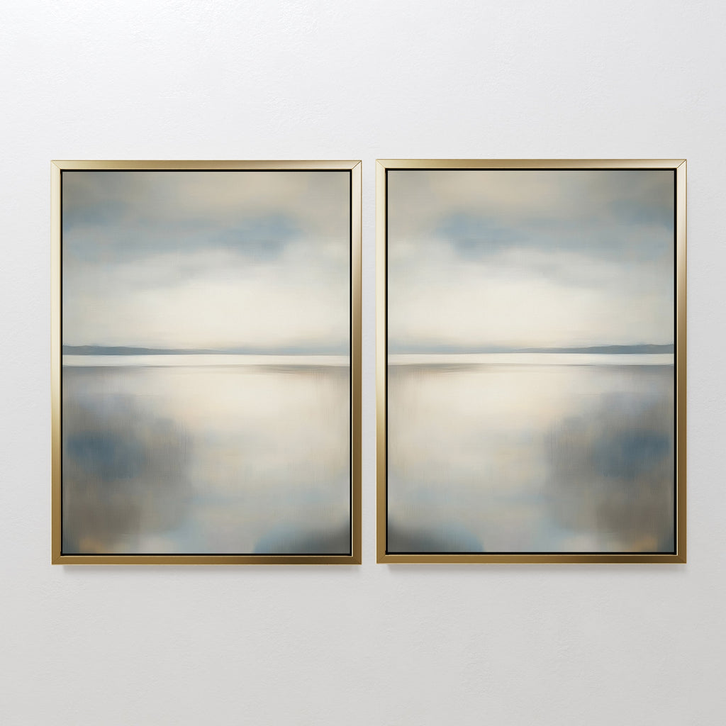 Whispering Tides Diptych – Set of 2 Canvas Prints set of 2 – neutral-toned coastal canvas wall art by Aspire Prints
