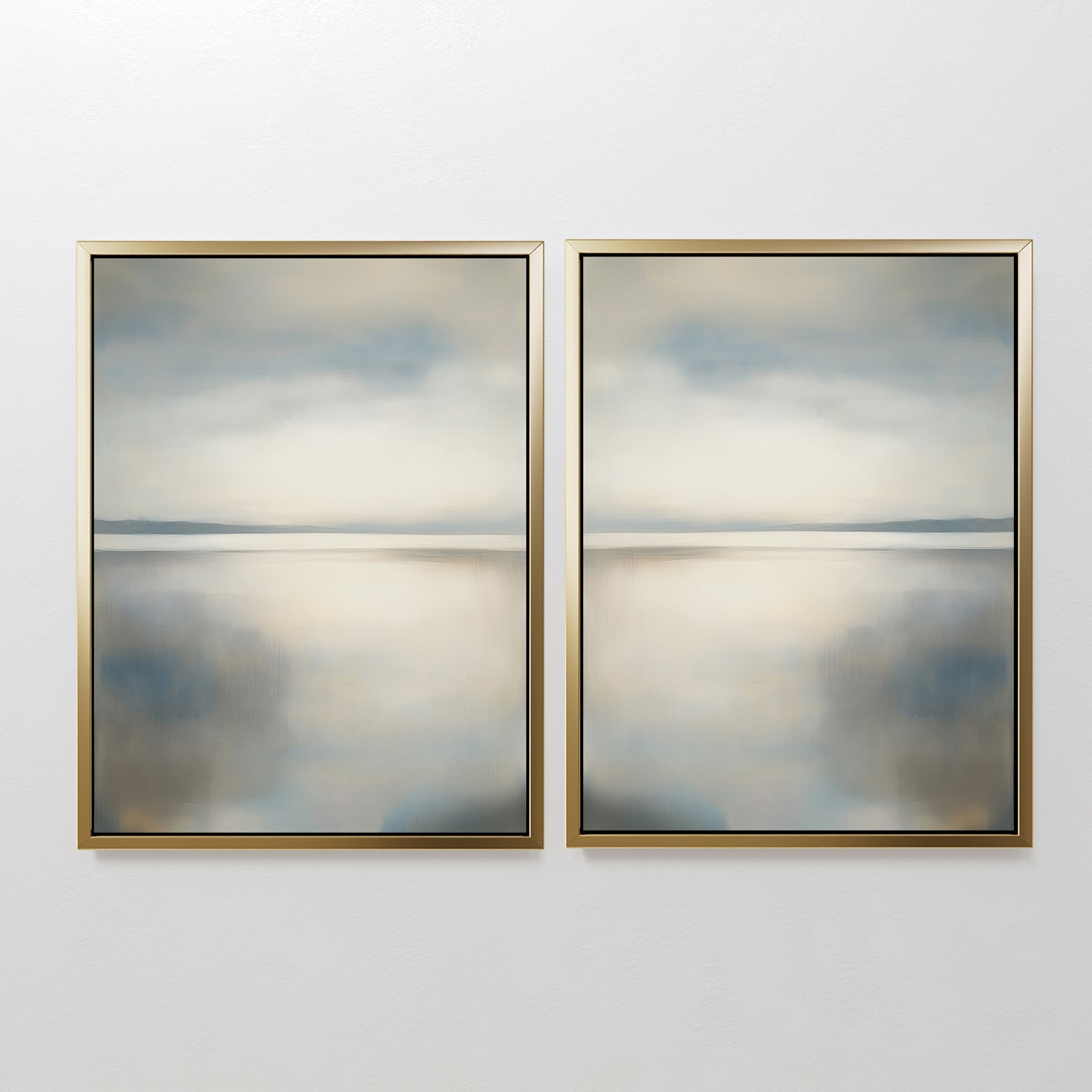 Whispering Tides Diptych – Set of 2 Canvas Prints set of 2 – neutral-toned coastal canvas wall art by Aspire Prints