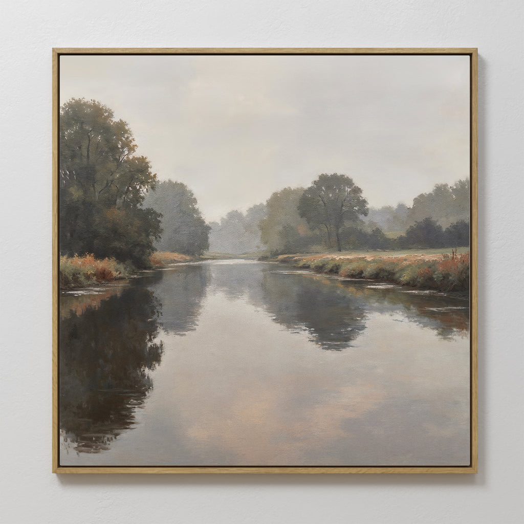 Whispers of the Quiet River – neutral-toned vintage canvas wall art print by Aspire Prints