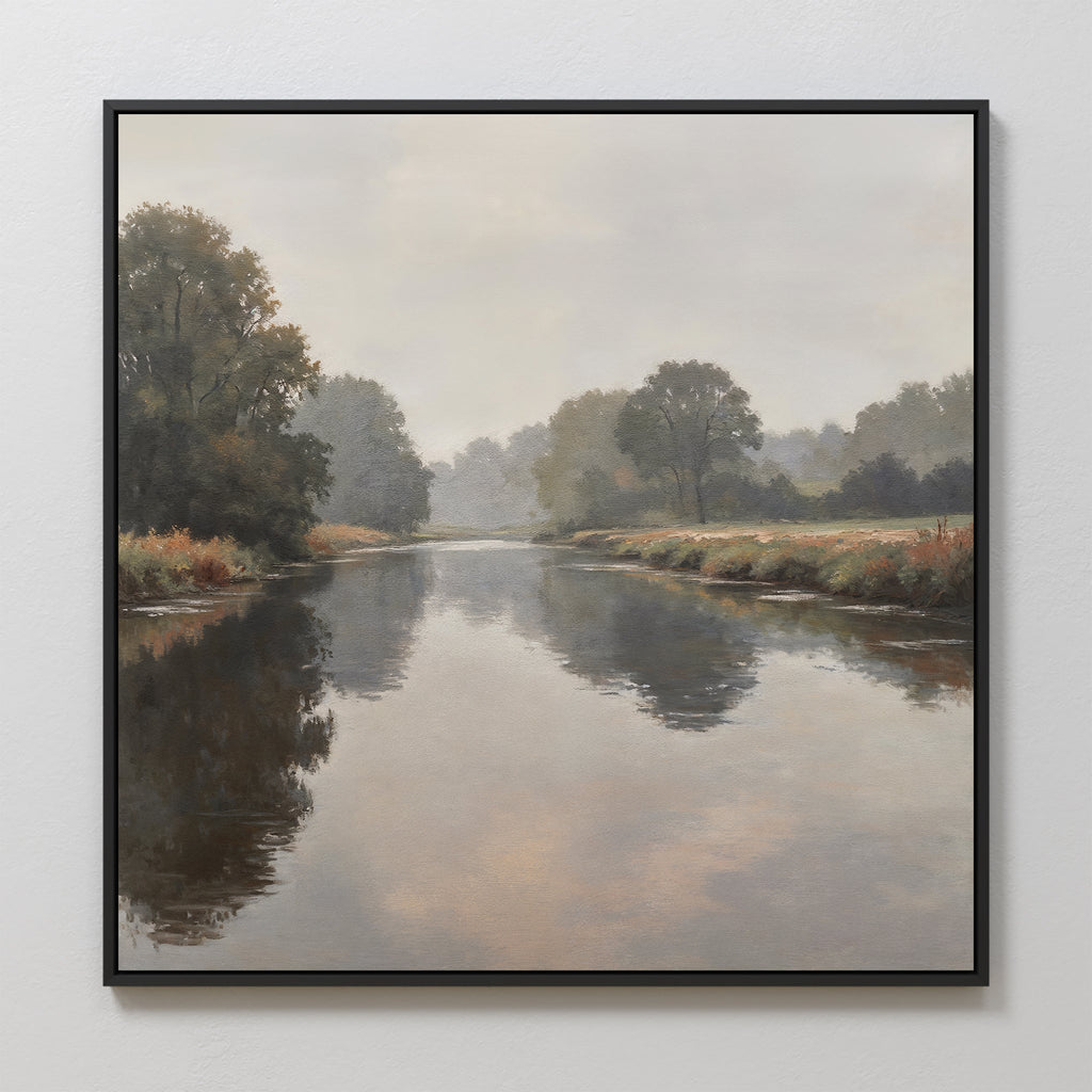 Whispers of the Quiet River – neutral-toned vintage canvas wall art print by Aspire Prints