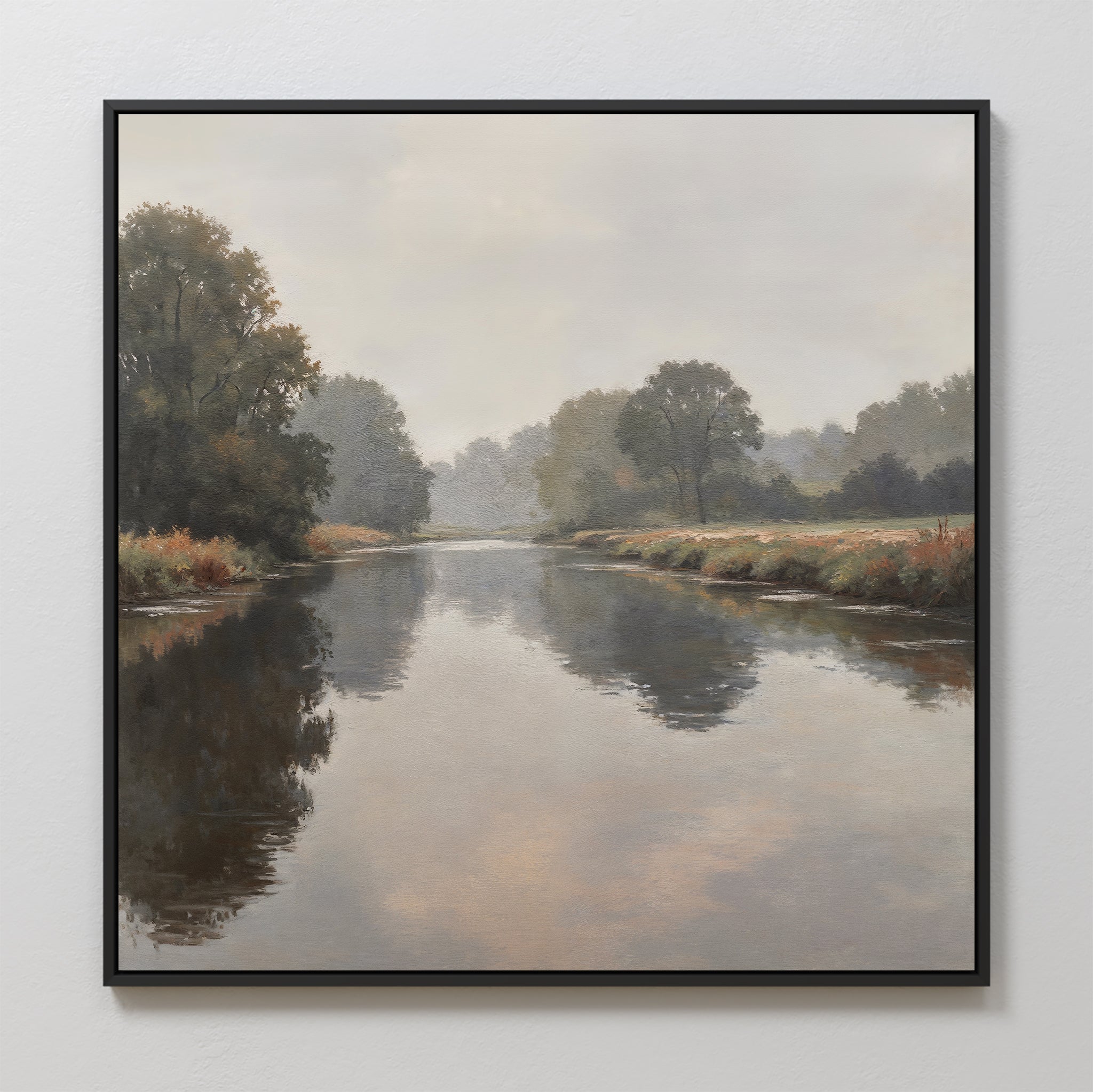 Whispers of the Quiet River – neutral-toned vintage canvas wall art print by Aspire Prints