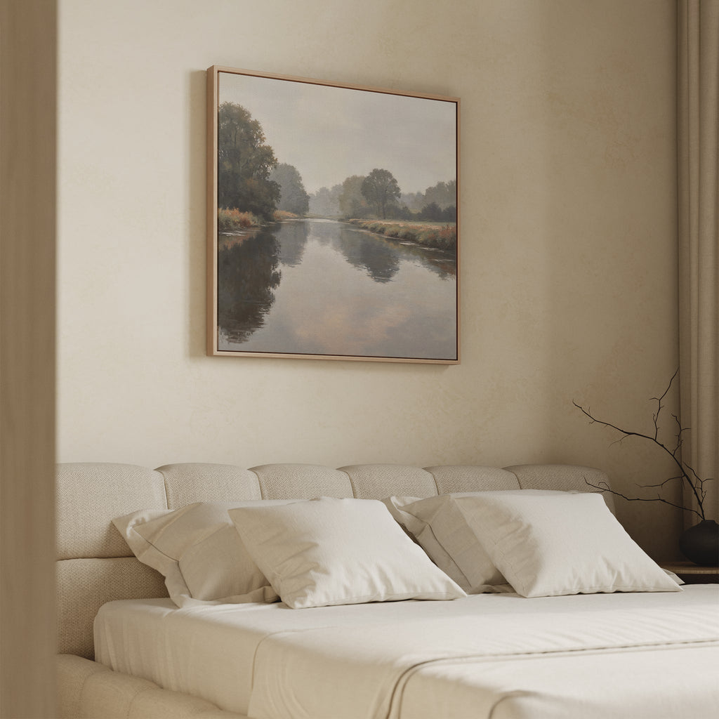 Whispers of the Quiet River – neutral-toned vintage canvas wall art print by Aspire Prints