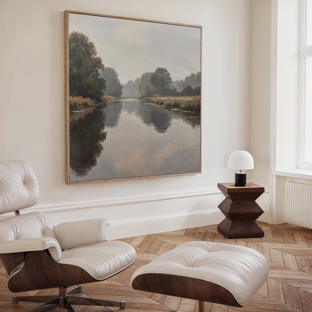 Whispers of the Quiet River – neutral-toned vintage canvas wall art print by Aspire Prints