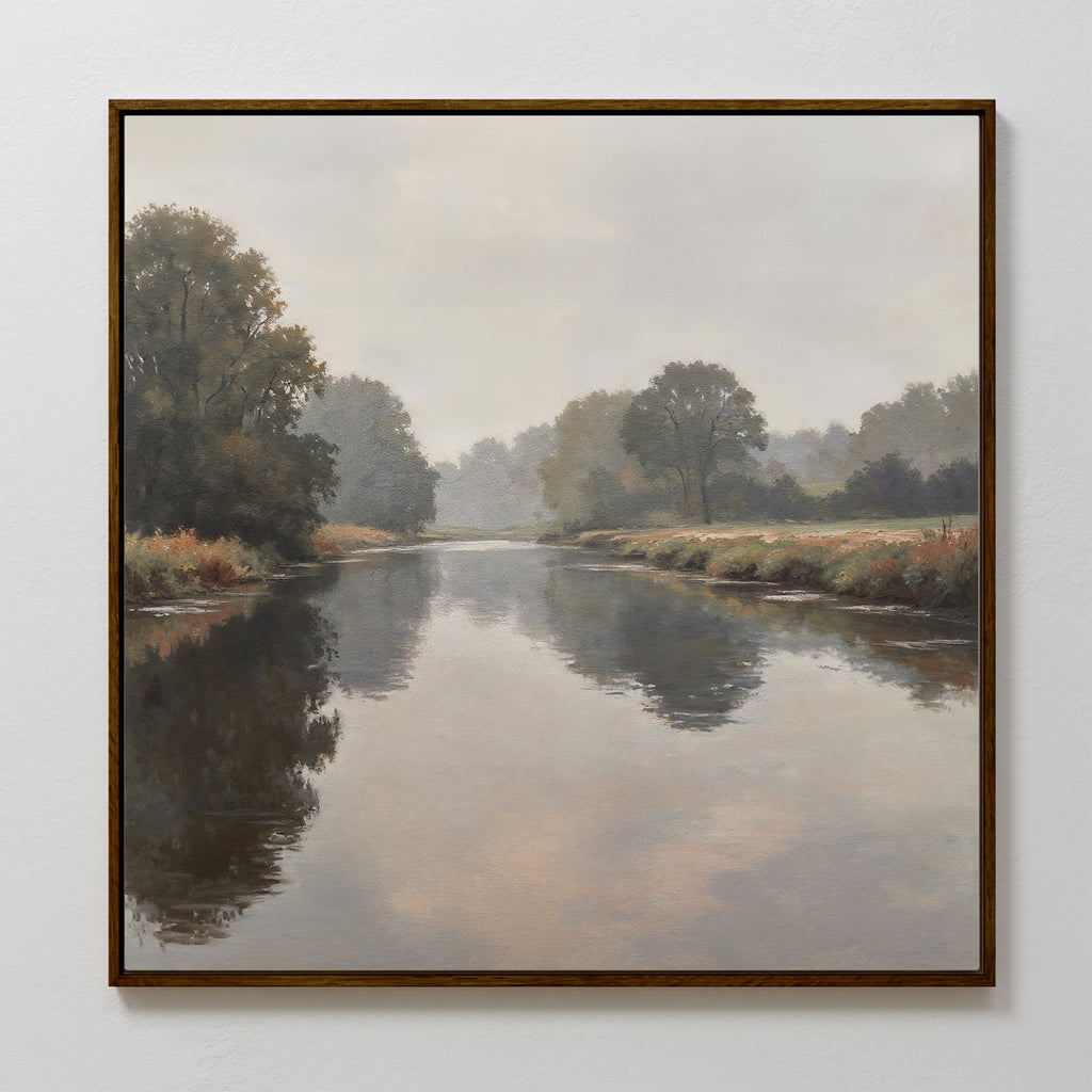 Whispers of the Quiet River – neutral-toned vintage canvas wall art print by Aspire Prints
